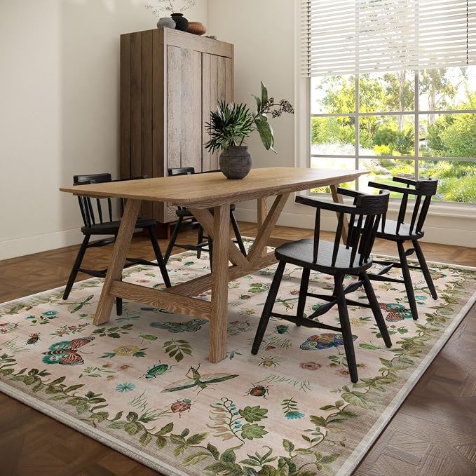 Machine Washable Rugs for Living Room: 8x10 Area Rugs Stain Resistant Non Slip