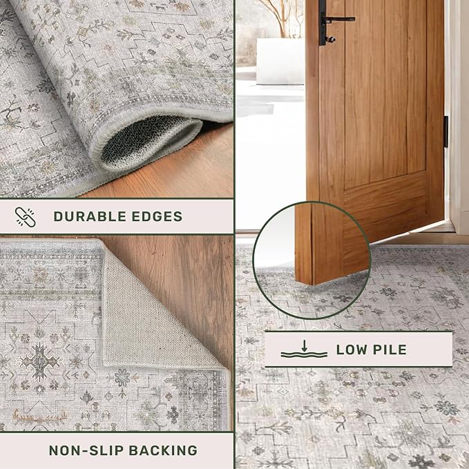 Hazo Haus Boho Light Grey Living Room Rug 6x9