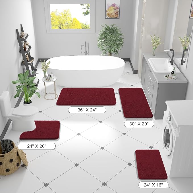 OLANLY Small Bathroom Rugs 24x16, Extra Soft Absorbent Chenille Bath Rugs
