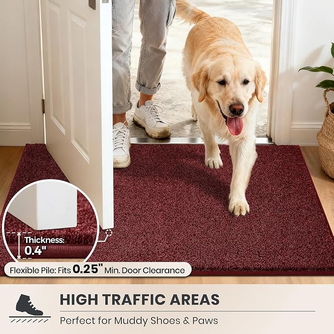 PURRUGS Dirt Trapping Door Mat 34" x 59", Non-Slip Machine Washable Entryway Rug