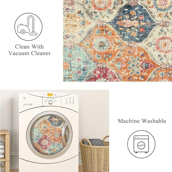 Lahome Moroccan Hallway Runner Rug, Oriental Laundry Room Rug Non-Slip Carpet