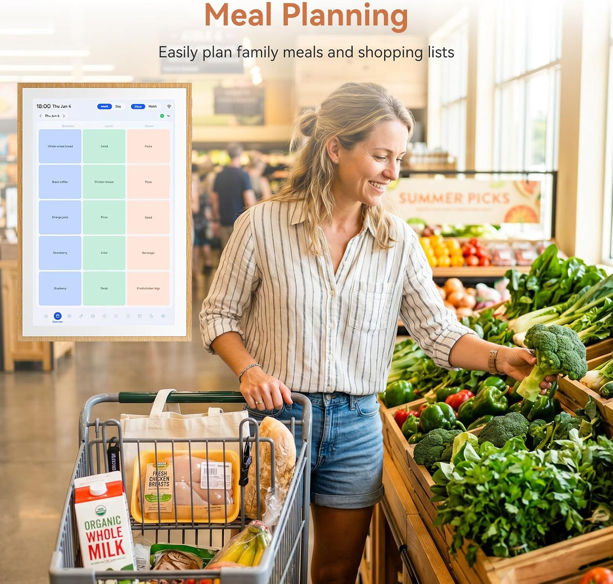 Blackview Digital Calendar 10.1'' electronic calendar for Family Schedules | Interactive Touchscreen Smart Chore Chart, Photo Frame for Family, Meals, Photo Display, Wall/Desk Mount, Gifts for Women Mom