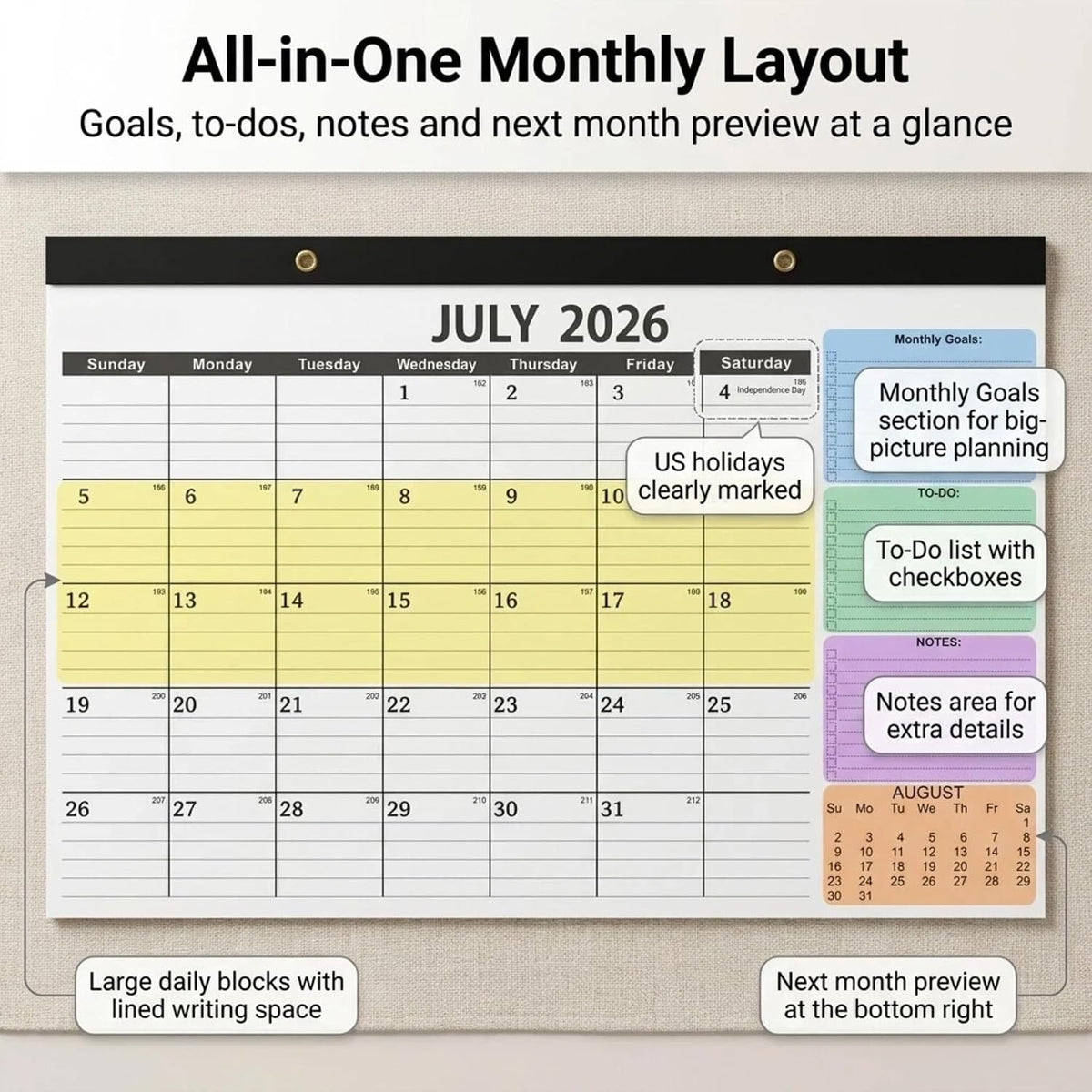 Calendar 2026-2027 (2 Pack) - 18 Month Desk Calendar 2026-2027(July 2026 - Dec 2027), 17" x 12" Desk Calendar with Thick 120 GSM Paper for School & Office.