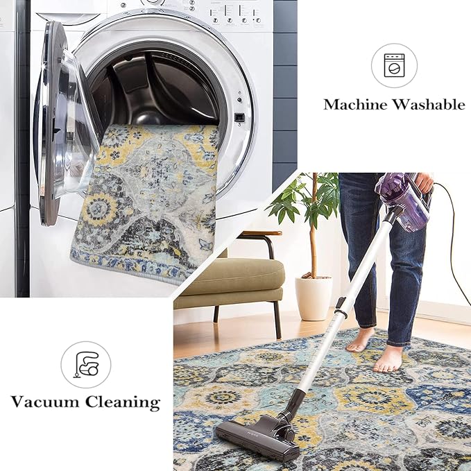 Lahome Moroccan Washable Hallway Runner Rug, Oriental Non-Slip Laundry Room Rug