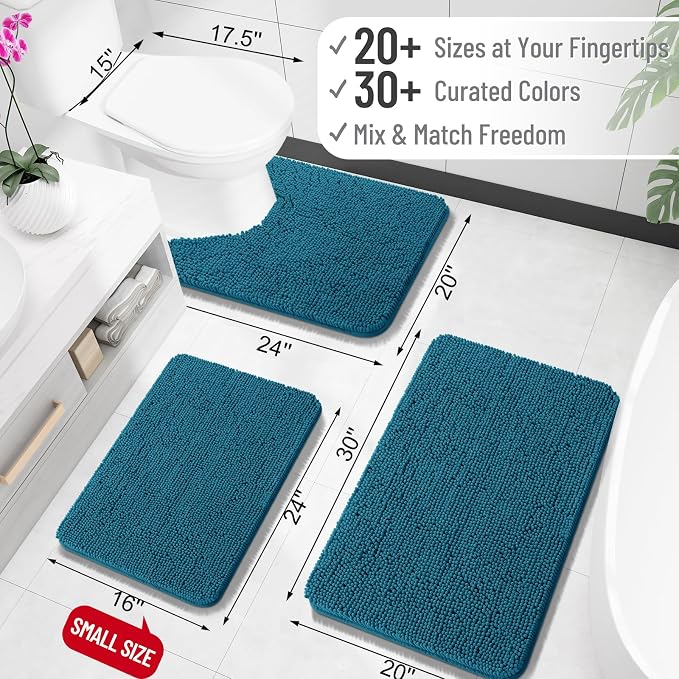 OLANLY Bathroom Rugs 35x24, Extra Soft Absorbent Chenille Bath Rugs, Rubber