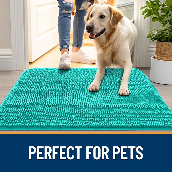 OLANLY Dog Door Mat for Muddy Paws 47x32, Absorbs Moisture and Dirt, Absorbent