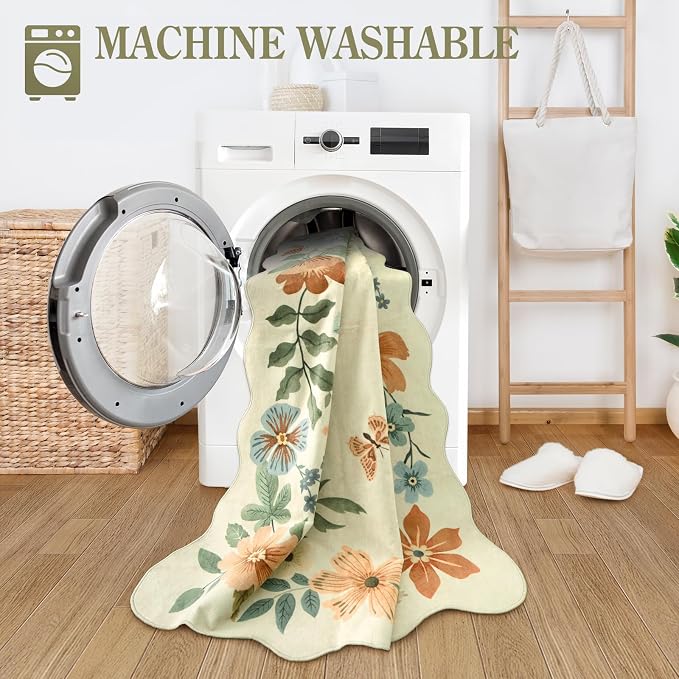 Lahome Floral Washable Rugs 8x10, Non-Slip Soft 8x10 Rugs