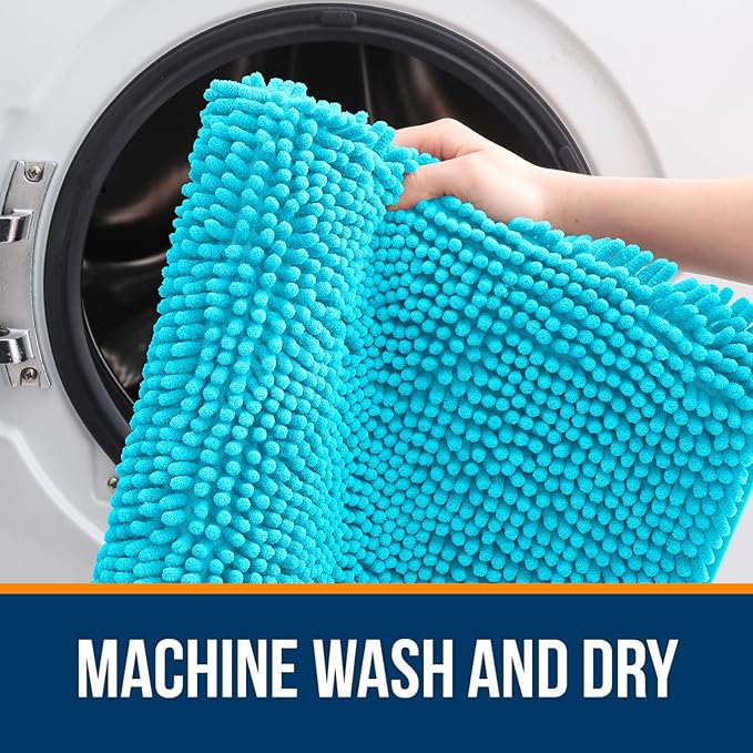 OLANLY Bathroom Rugs 30x20, Extra Soft Absorbent Chenille Bath Rugs, Rubber