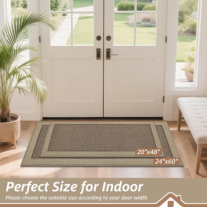 BEQHAUSE Indoor Door Mat 24" x 60", Dirt Trapper Door Mats Non-Slip Entryway