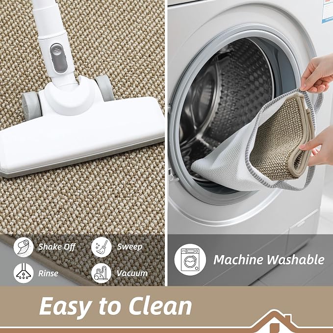 BEQHAUSE Dirt Trapper Door Mat 26" x 40" Half Circle Non-Slip Washable Doormats