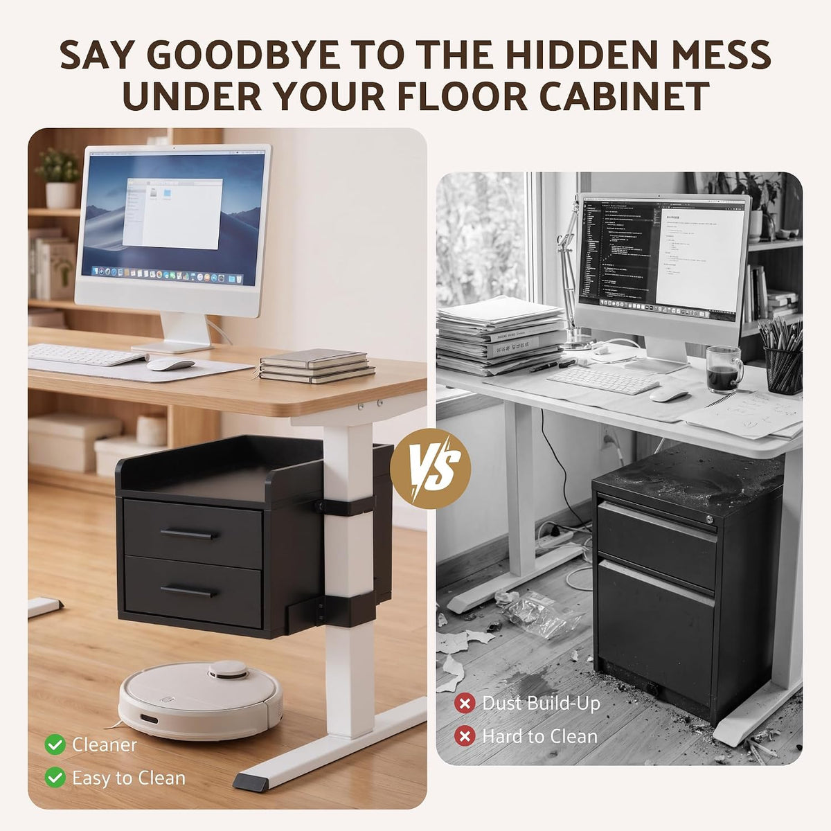 OUTFINE Clamp-On Under Desk Drawer, No-Drill Storage for Standing Desks