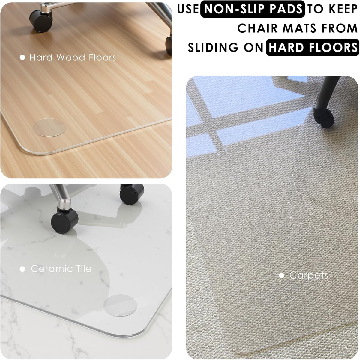 Kuyal 1/5" Thick Office Chair Mat, Heavy Duty Hard Computer Chair Mat