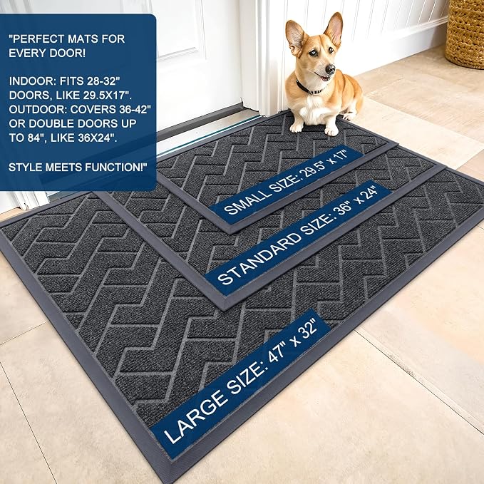 OLANLY Front Door Mat Indoor Outdoor Entrance, Waterproof All-Season,