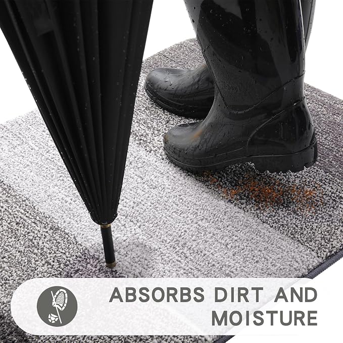 Kitinjoy Indoor Outdoor Door Mat, 40x24 Non-Slip Absorbent Dirt Trapper