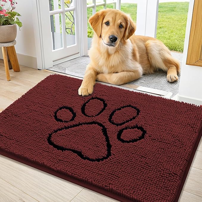 Smiry Dog Door Mat for Muddy Paws, Absorbent Dirt Trapper Non Slip Quick Dry