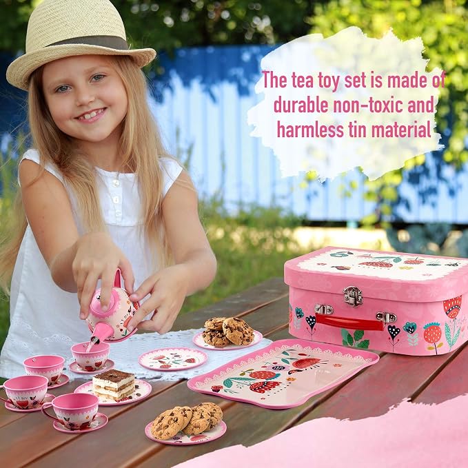 D-FantiX Kids Tea Set for Little Girls