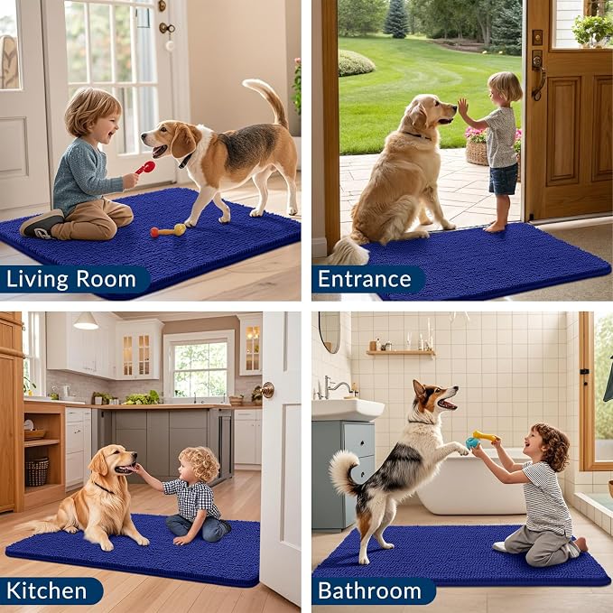 Smiry Dog Door Mat for Muddy Paws 59x24, Absorbent Dirt Trapper, Non-Slip