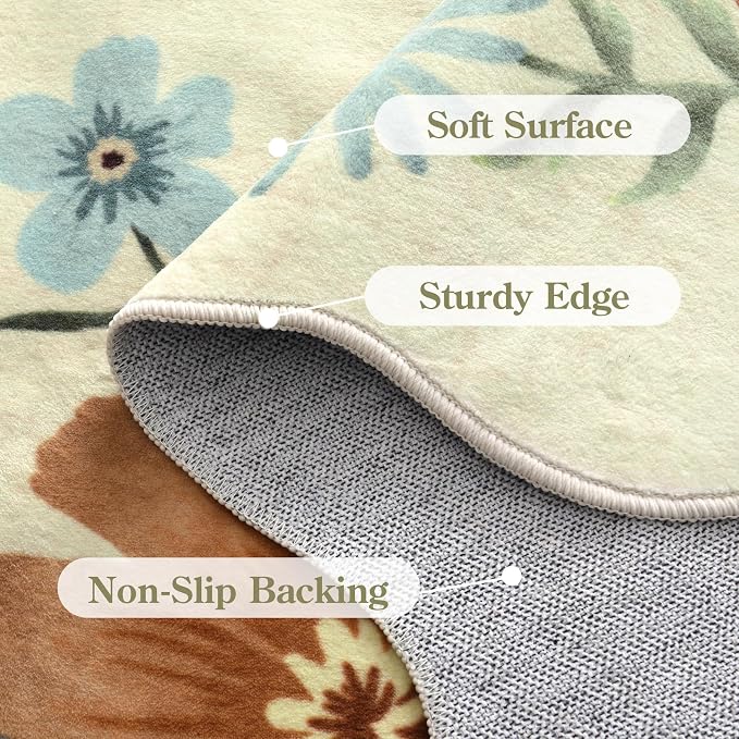 Lahome Floral Washable Rugs 8x10, Non-Slip Soft 8x10 Rugs