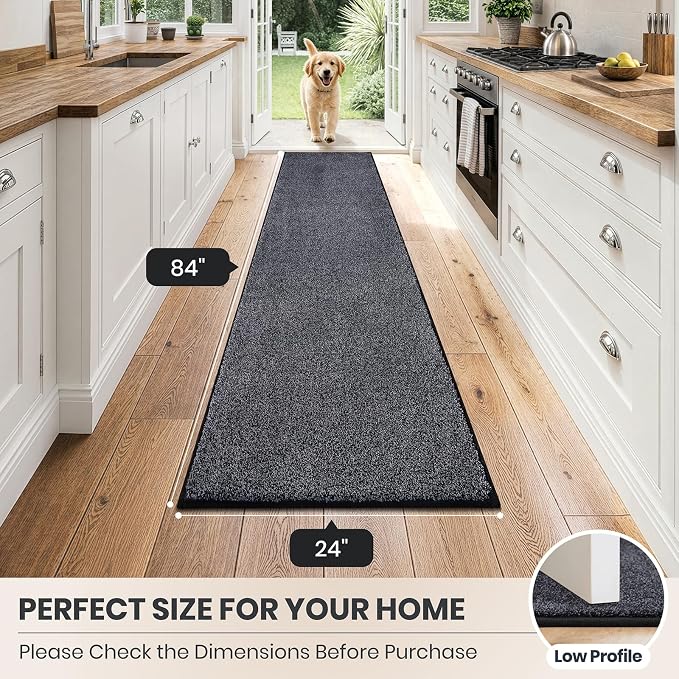 PURRUGS Dirt Trapping Door Mat 24" x 84", Non-Slip Machine Washable Entryway Rug