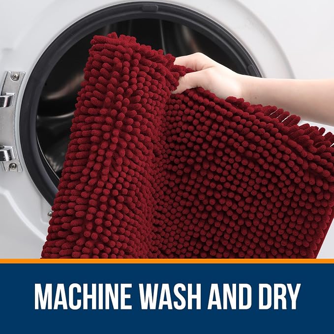 OLANLY Bathroom Rugs 30x20, Extra Soft Absorbent Chenille Bath Rugs, Rubber