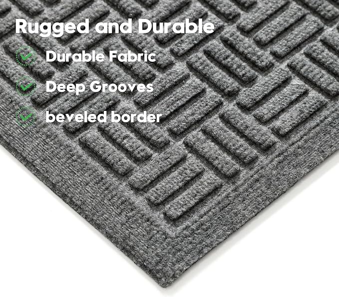 Mibao Front Door Mat Indoor Outdoor Entrance, Dirt Trapping Waterproof