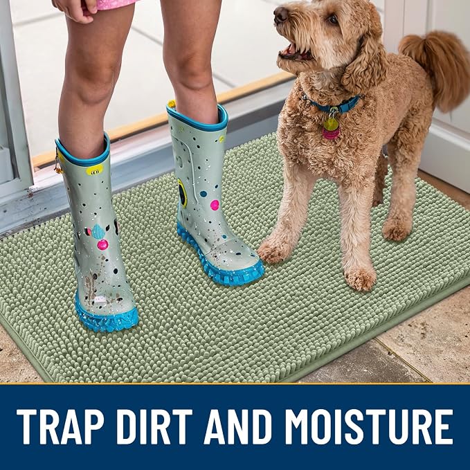 Smiry Dog Door Mat for Muddy Paws 59x35, Absorbent Dirt Trapper, Non-Slip