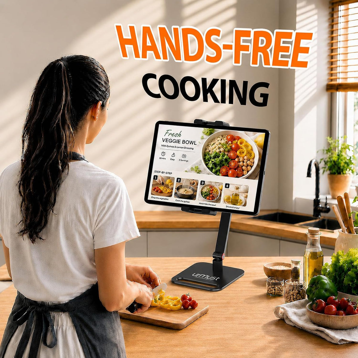 Urmust Dual Arm 18.5" Portable Monitor Stand with 360° Rotating D-M