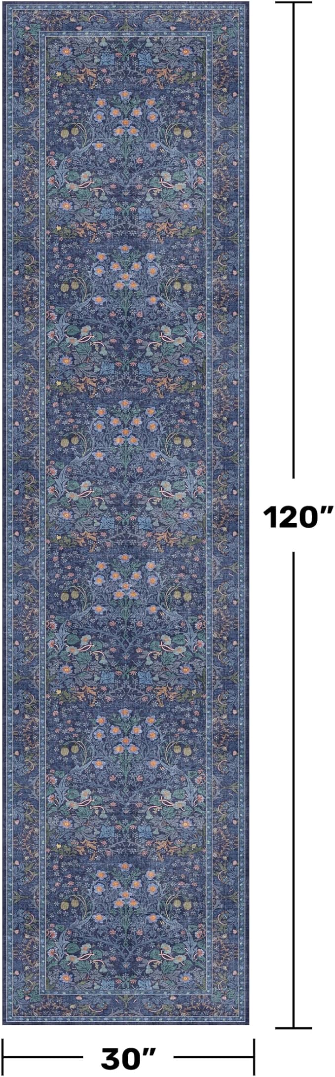 Dark Blue 2'6" x 10' Long Runner Rugs