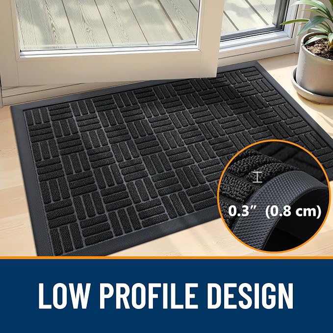OLANLY Front Door Mat Outside Entrance 29.5x17, Heavy Duty Sturdy Natural