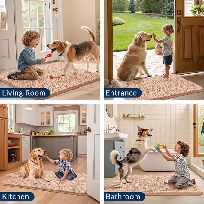 Smiry Dog Door Mat for Muddy Paws 70x24, Absorbent Dirt Trapper, Non-Slip