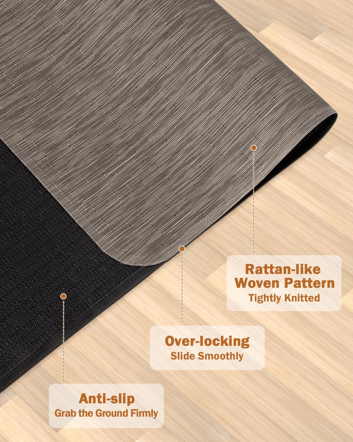 Blvornl Office Chair Mat for Hardwood Floor, 35.4"*47.2" Desk Computer Chair Mat for Hard Wood, Large Anti-Slip Hard Floor Protector Rolling Chair Mat, PVC Mat Desk Rug for Office and Dark Brown