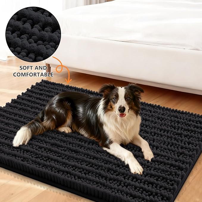 Smiry Dog Door Mat for Muddy Paws 40x24, Absorbent Dirt Trapper, Non-Slip