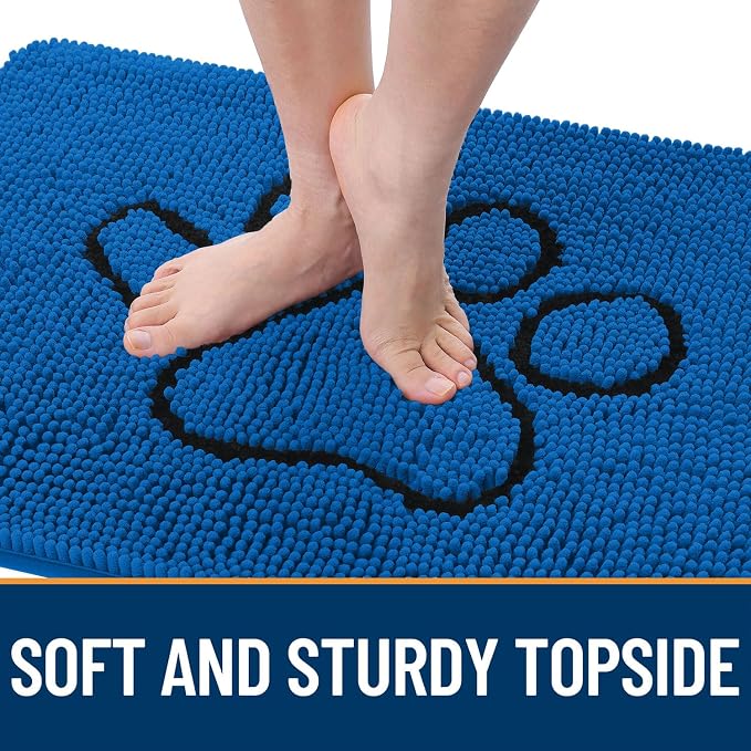 OLANLY Dog Door Mat for Muddy Paws 36x24, Paw Print Design, Absorbs Moisture
