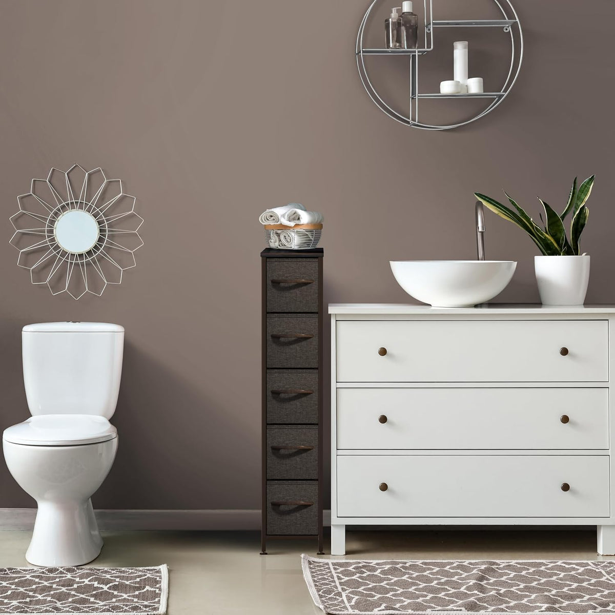 Sorbus 5-Drawer Narrow Dresser for Bedroom (Brown)