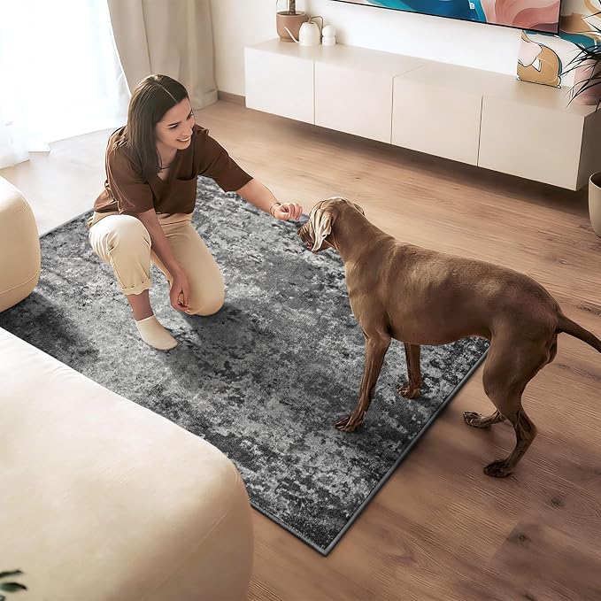 Entryway Rug 3x6 Black Bedroom Area Rug Washable Non Slip Abstract Boho Rugs
