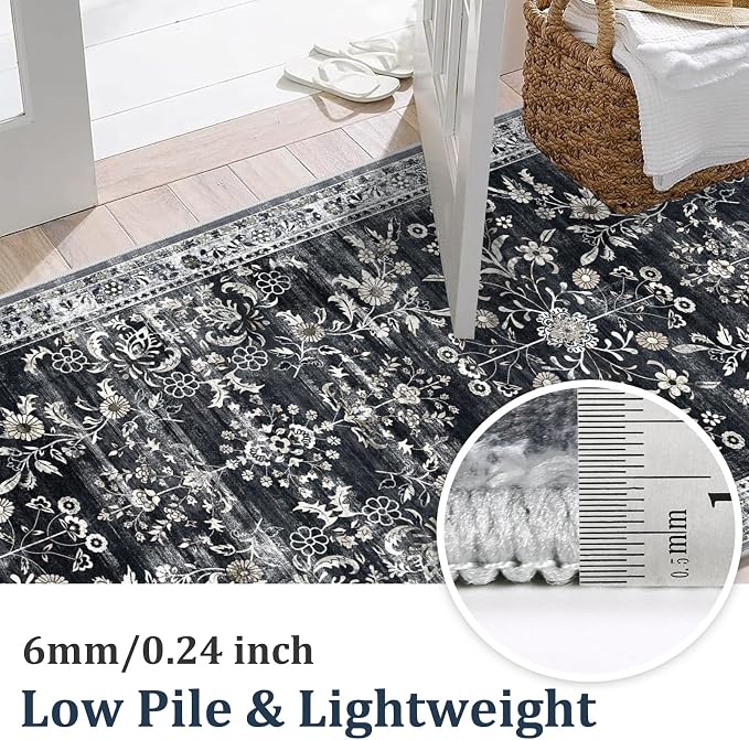 Yamaziot Washable Runner Rug 2x8 – Non Slip Boho Floral Hallway Runner Rug