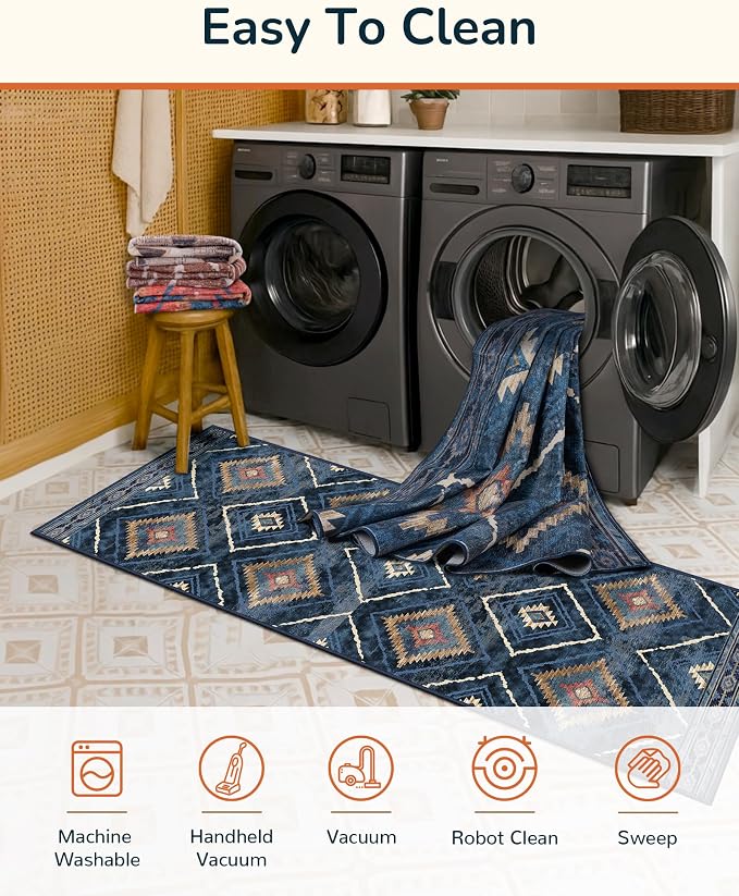 BESTSWEETIE Area Rug 5x7 Rug Machine Washable Non-Slip Low Pile Print Pattern