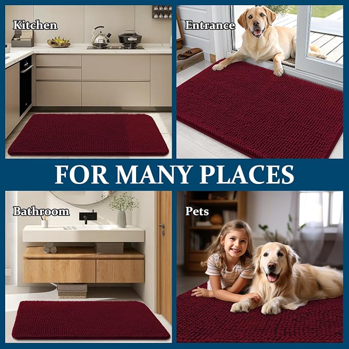 OLANLY Dog Door Mat for Muddy Paws 70x32, Absorbs Moisture and Dirt, Absorbent