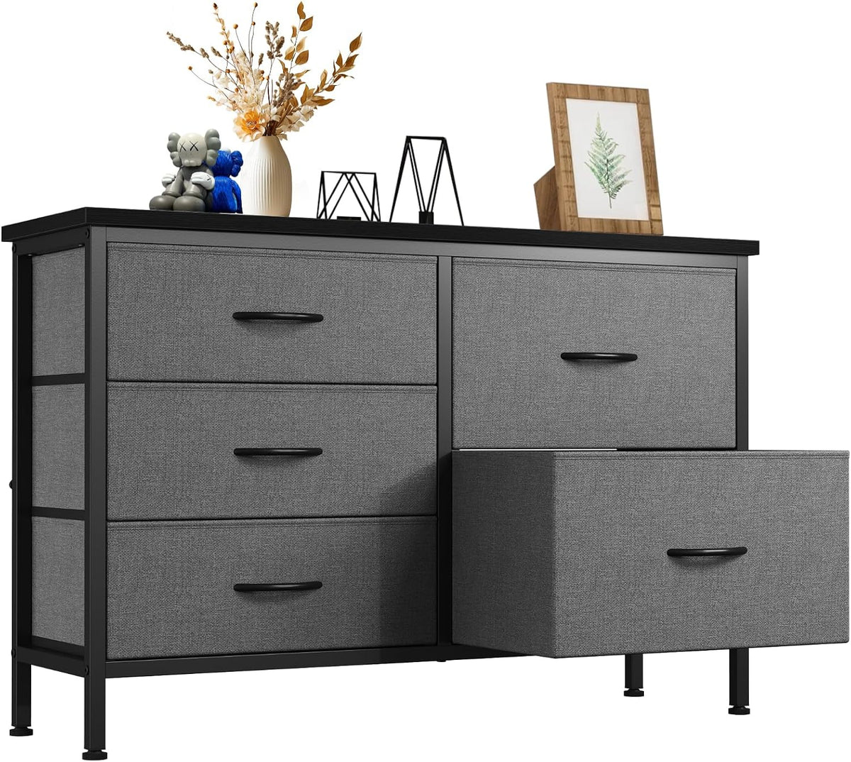 DUMOS TV Stand for Bedroom with 5 Drawers, Storage Chest of Drawers