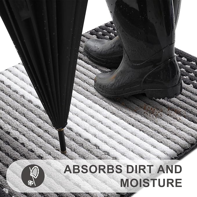 Kitinjoy Indoor Outdoor Door Mat, 71x47 Non-Slip Absorbent Dirt Trapper