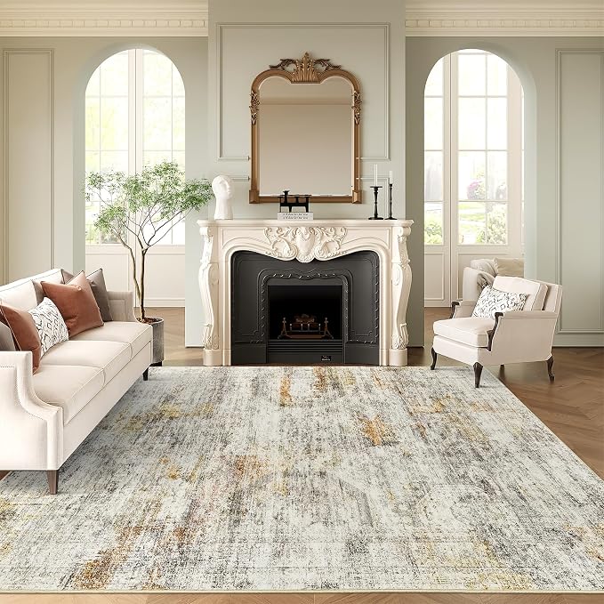 Soalmost Washable Area Rug 8x10, Large Soft Abstract Rugs