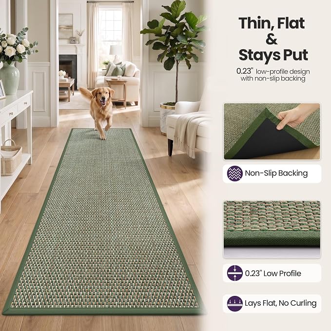 DEX Hallway Runner Rug 2'4''x8, Non Slip Rubber Backing Inside Entryway Carpet
