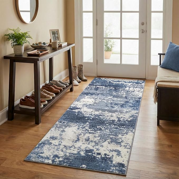2x5 Blue Rug Runners for Hallways Kitchen Non Slip Washable Entryway Runner Rugs