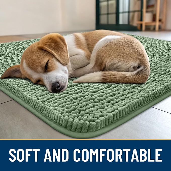 Smiry Dog Door Mat for Muddy Paws 59x35, Absorbent Dirt Trapper, Non-Slip