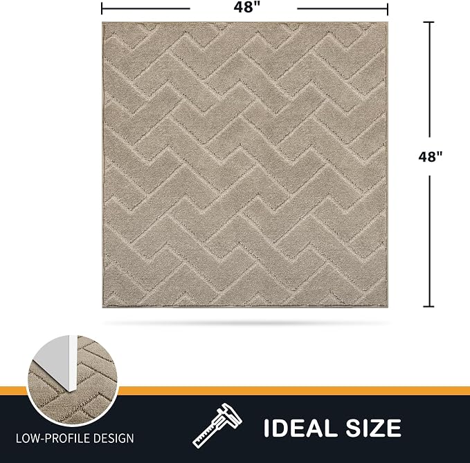 PURRUGS Dirt Trapping Door Mat 48" x 48", Non-Slip Machine Washable Entry Rug