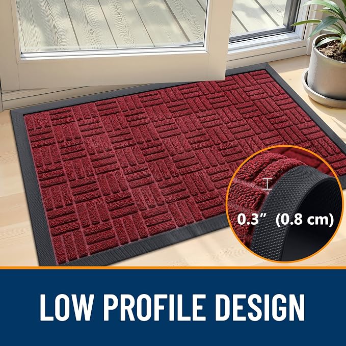 OLANLY Front Door Mat Outside Entrance 59x34, Heavy Duty Sturdy Natural Rubber