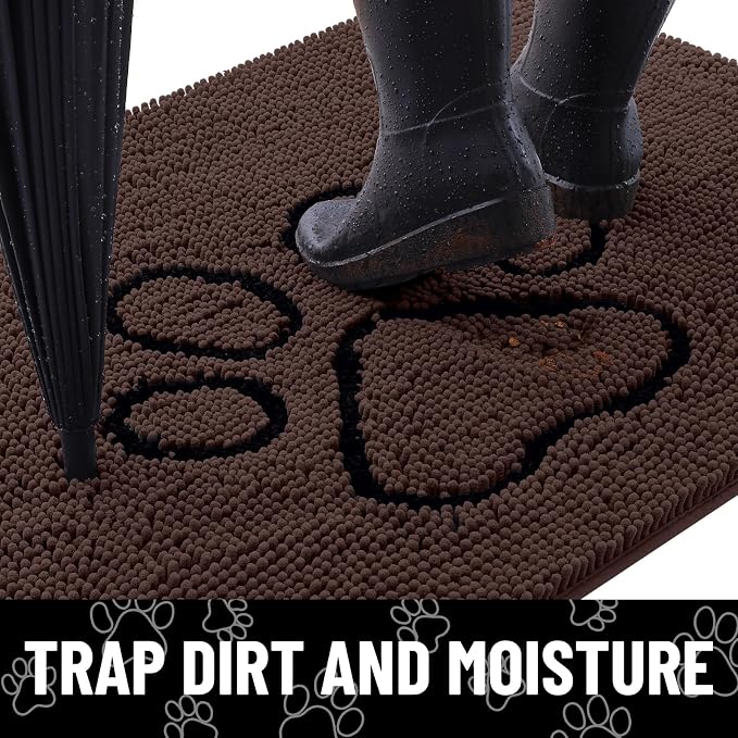 Smiry Dog Door Mat for Muddy Paws, Absorbent Dirt Trapper Non Slip Quick Dry