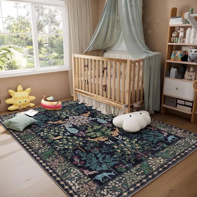 Washable Area Rugs for Living Room: 5x7 Bedroom Rug Vintage Area Rug Stain