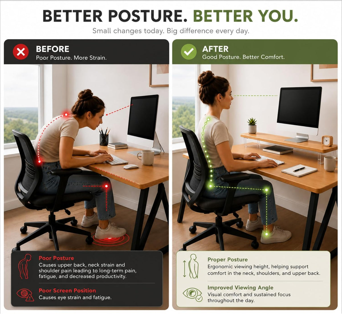 Bamboo Monitor Riser, Wide Desktop Monitor Stand for Desk with Clear Acrylic Legs, 31.5 x 8inch Bamboo Wood Shelf, Fit Keyboard, Home Office Workspace Accessories, Study Stationaries Storage (Natural)