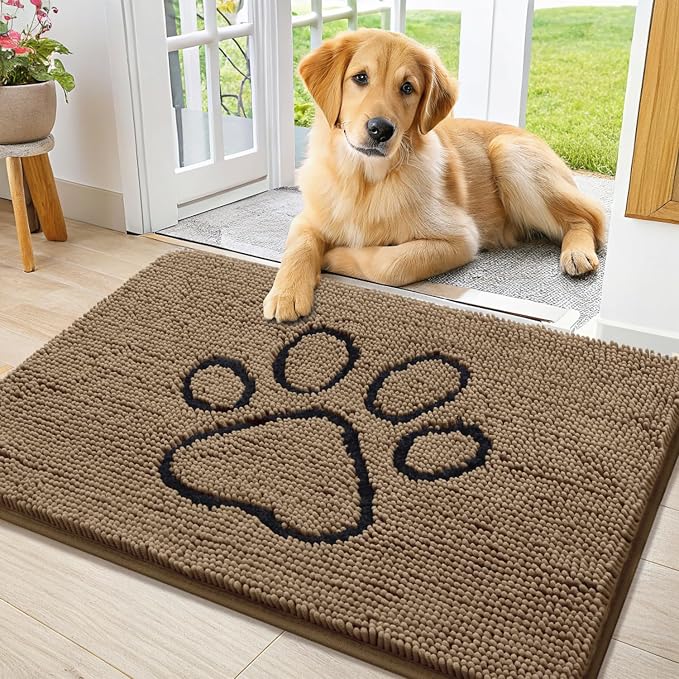 Smiry Dog Door Mat for Muddy Paws, Absorbent Dirt Trapper Non Slip Quick Dry